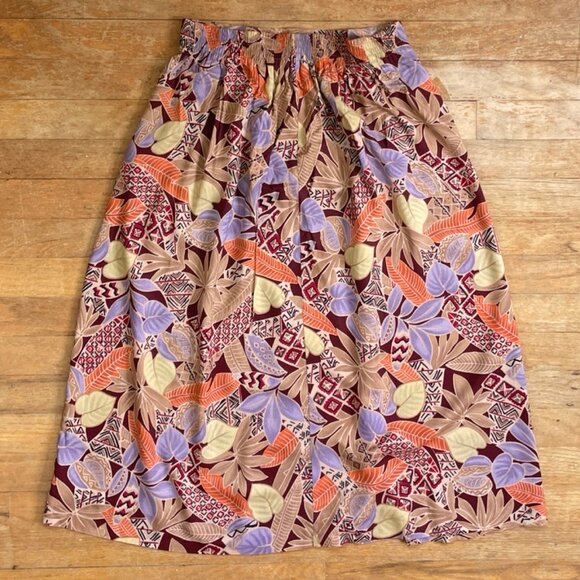 Vintage Tropical Floral Print Skirt Size Small/Medium 27-30" Waist 1990s A-Line - Picture 5 of 5